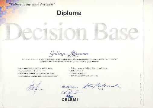 Диплом от CELEMI Decision Base